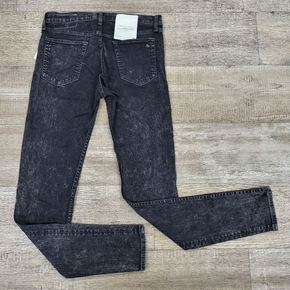 (RB-49) NWT Rag & Bone Men's Fit 1 Skinny Fit in Acid Black Denim Stretch Jeans - Picture 2 of 2